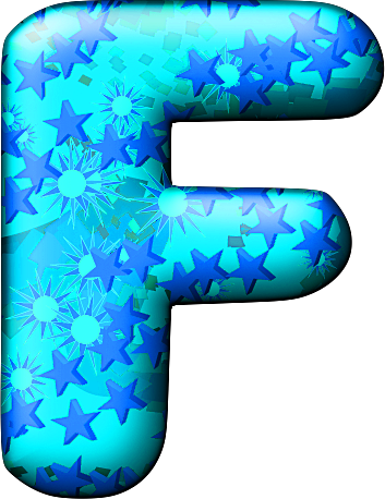 Star Patterned Blue Letter F PNG Image