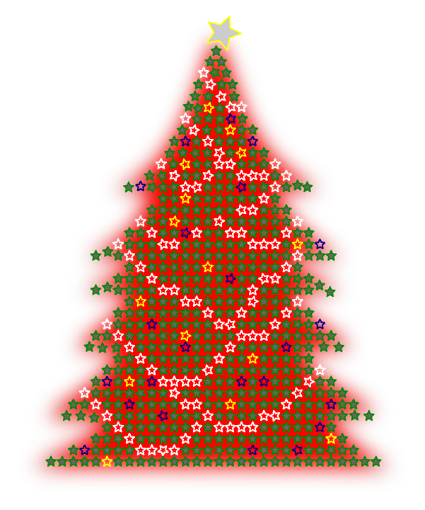 Star Patterned Christmas Tree PNG Image