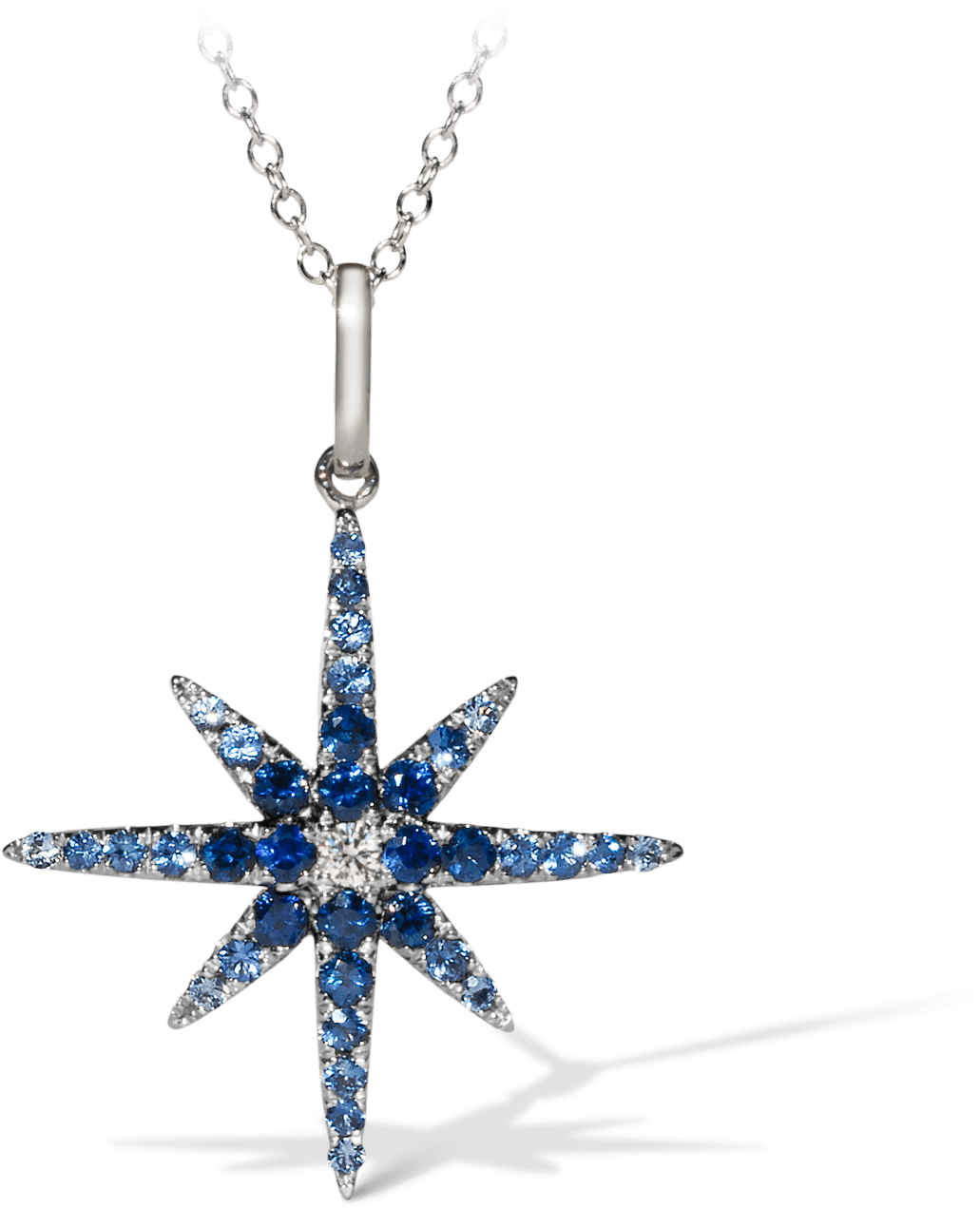 Star Pendant Blue Gemstones Silver Chain PNG Image