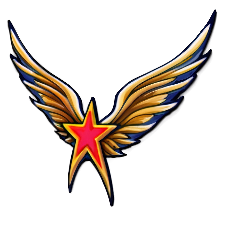 Star Tattoo With Wings Png Yib PNG Image