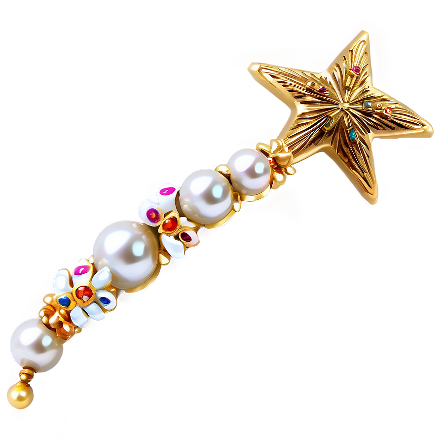 Star Wand With Pearls Png 40 PNG Image