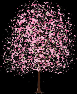 Starry Cherry Blossom Tree PNG Image