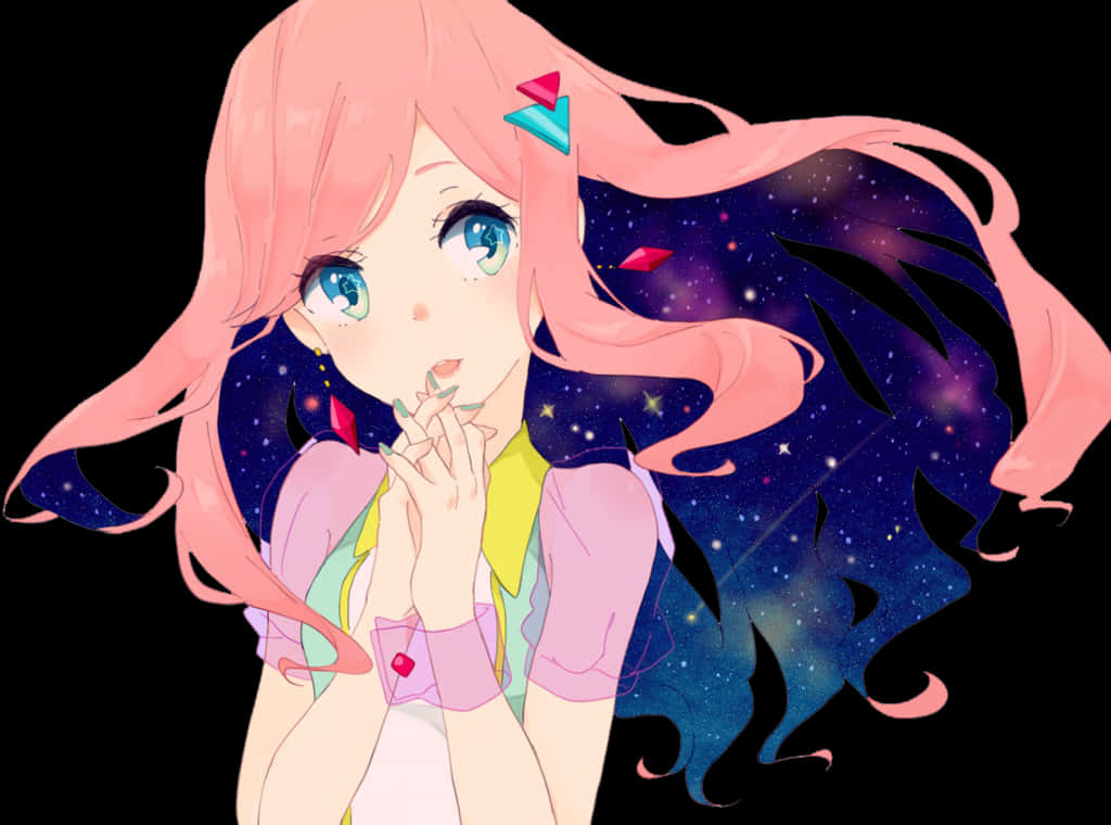 Starry Eyed Anime Girl PNG Image