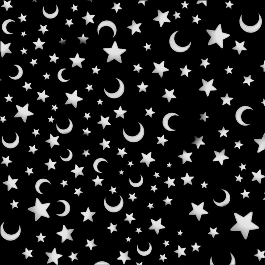 Starsand Moons Pattern PNG Image