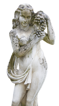 Statueof Female Figurewith Grapes PNG Image