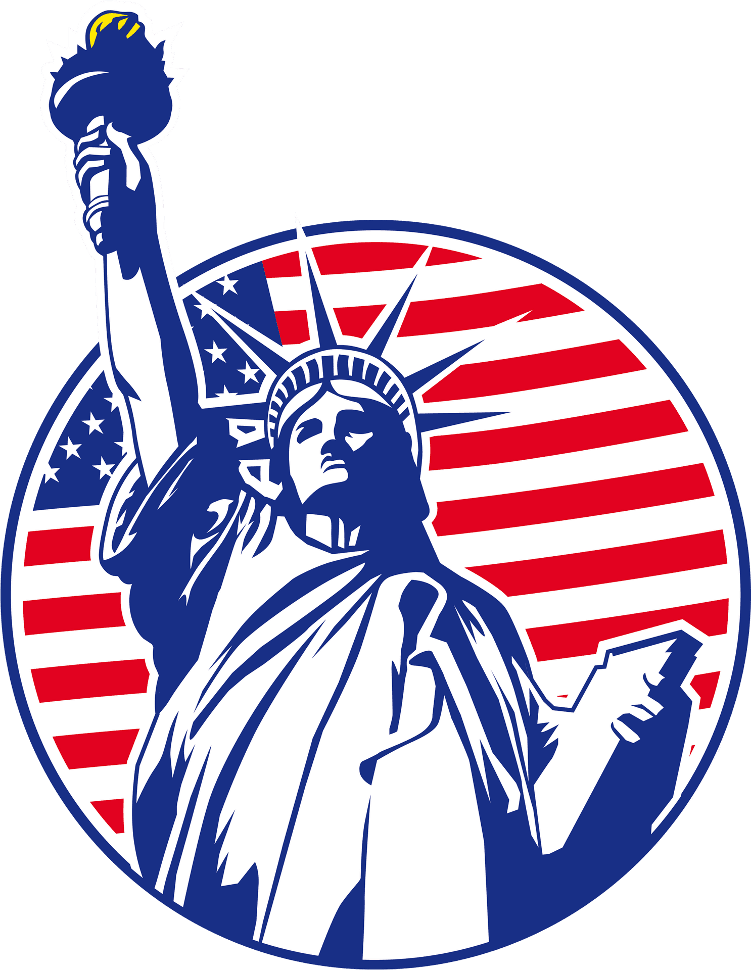 Statueof Liberty American Flag Background PNG Image