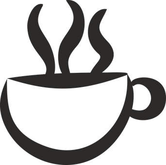 Steaming Coffee Cup Silhouette PNG Image