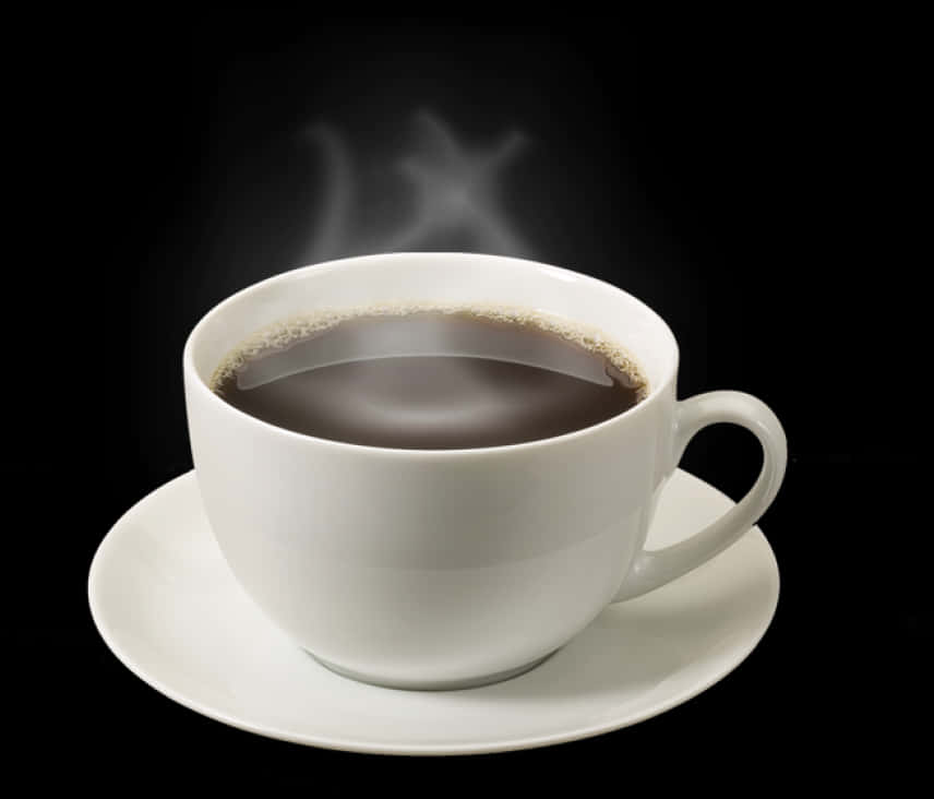 Steaming Coffee Cupon Black Background PNG Image