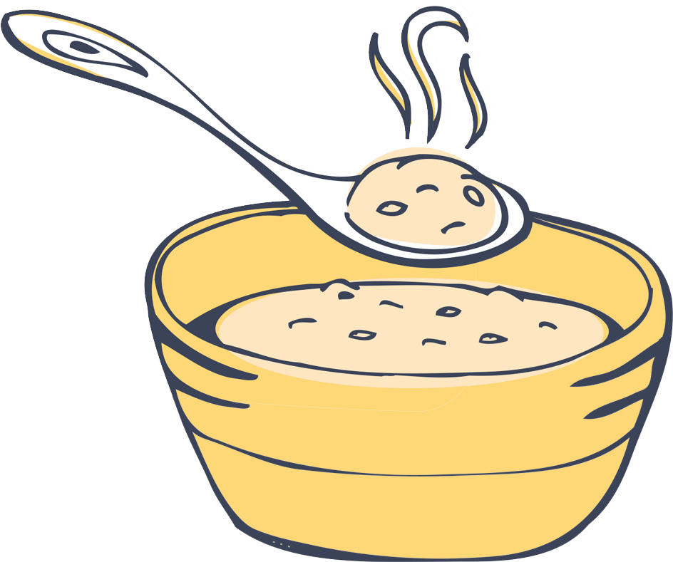 Steaming Oatmeal Bowl Cartoon PNG Image