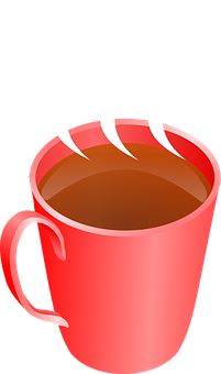 Steaming Red Coffee Mug Clipart PNG Image