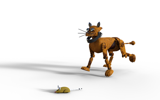 Steampunk Cat Chasing Mouse PNG Image