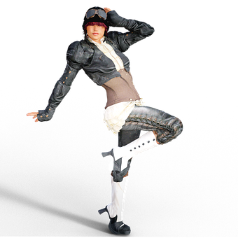 Steampunk Cosplay Pose PNG Image