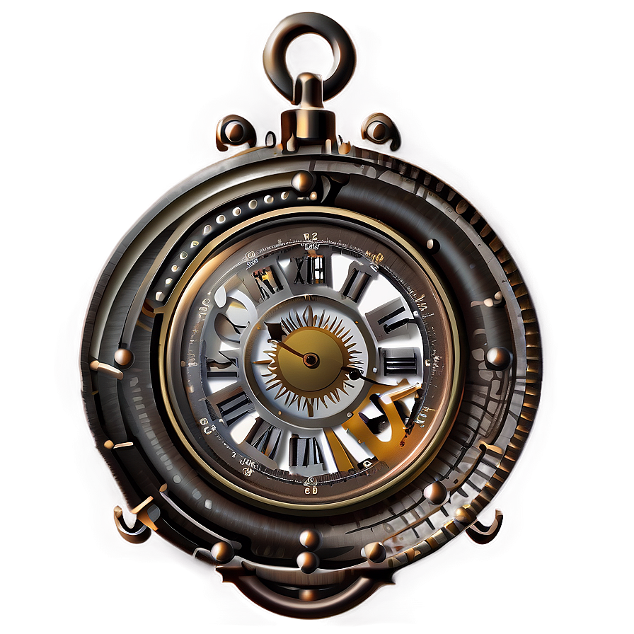 Steampunk Iron Clock Png 05242024 PNG Image