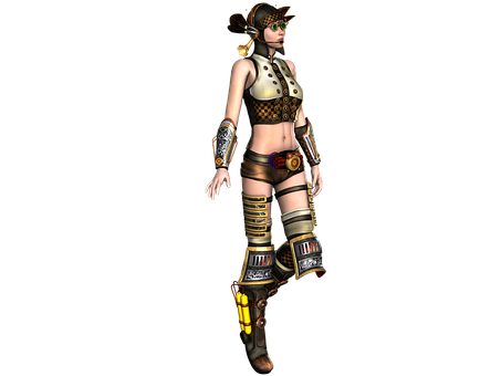 Steampunk Style Female Character PNG Image