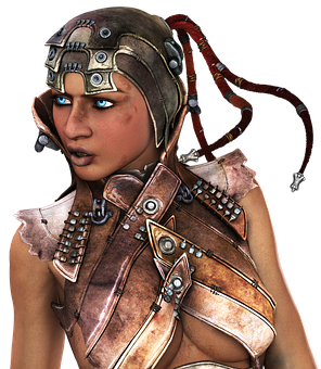 Steampunk Warrior Woman PNG Image