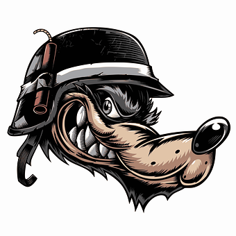 Steampunk Wolf Cartoon Illustration PNG Image