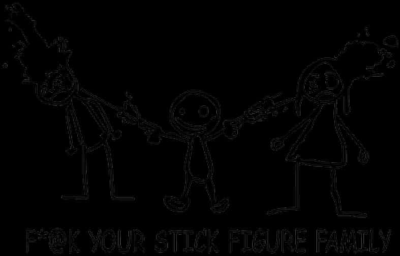 Stick Figure Family Holding Hands PNG Image