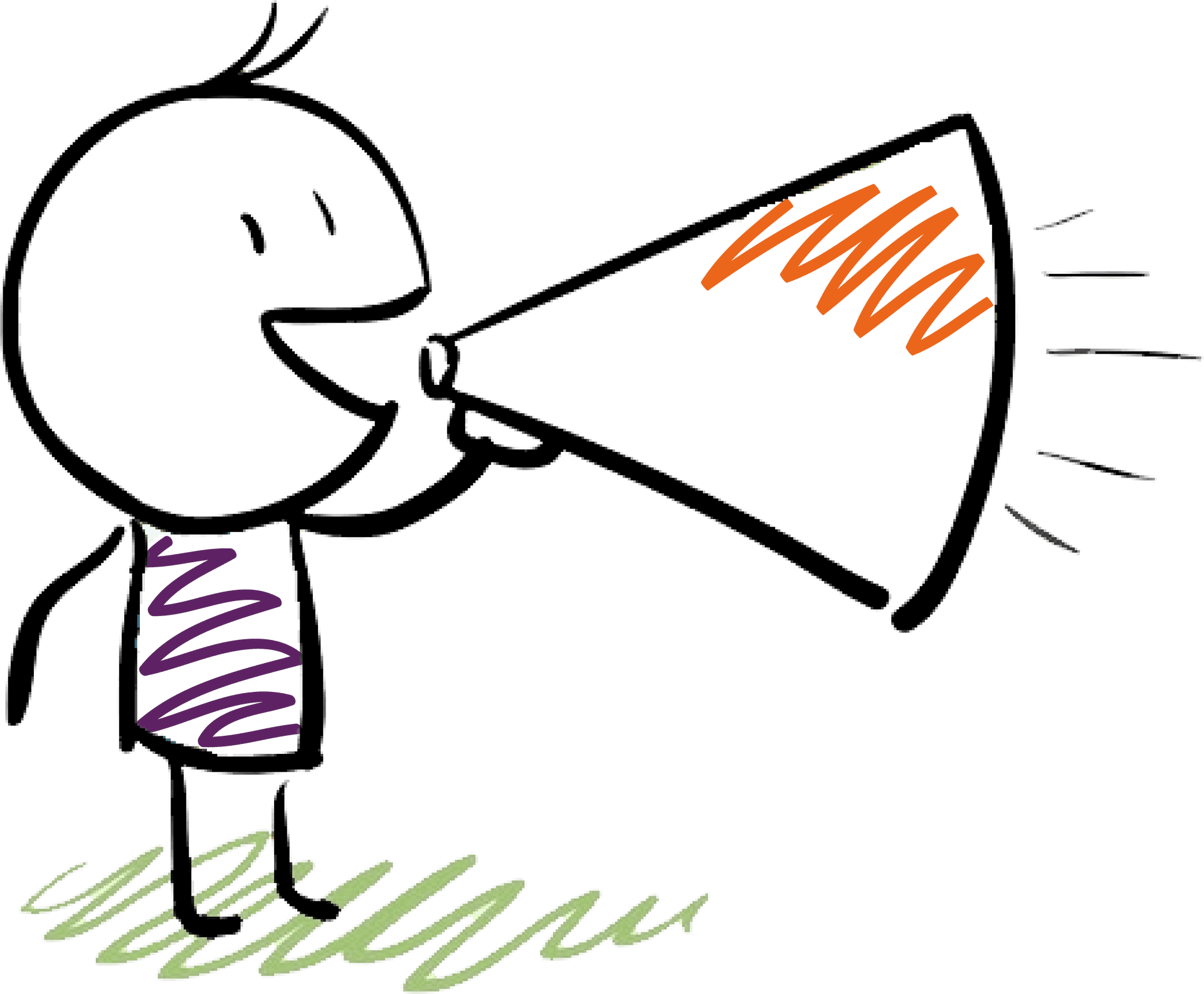 Stick Figure Megaphone Announcement PNG Image