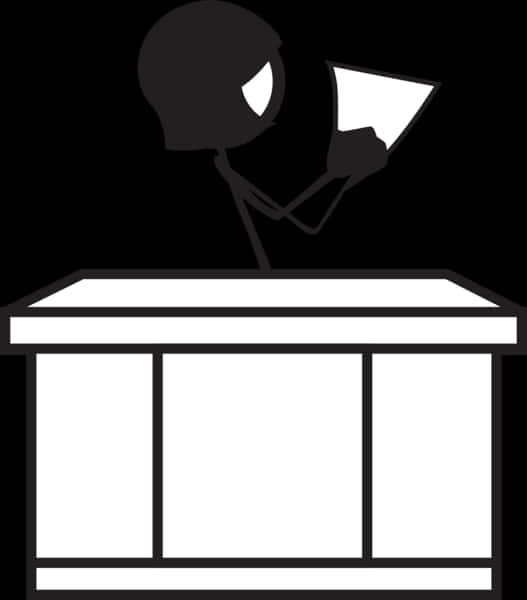 Stick Figure Readingat Desk PNG Image