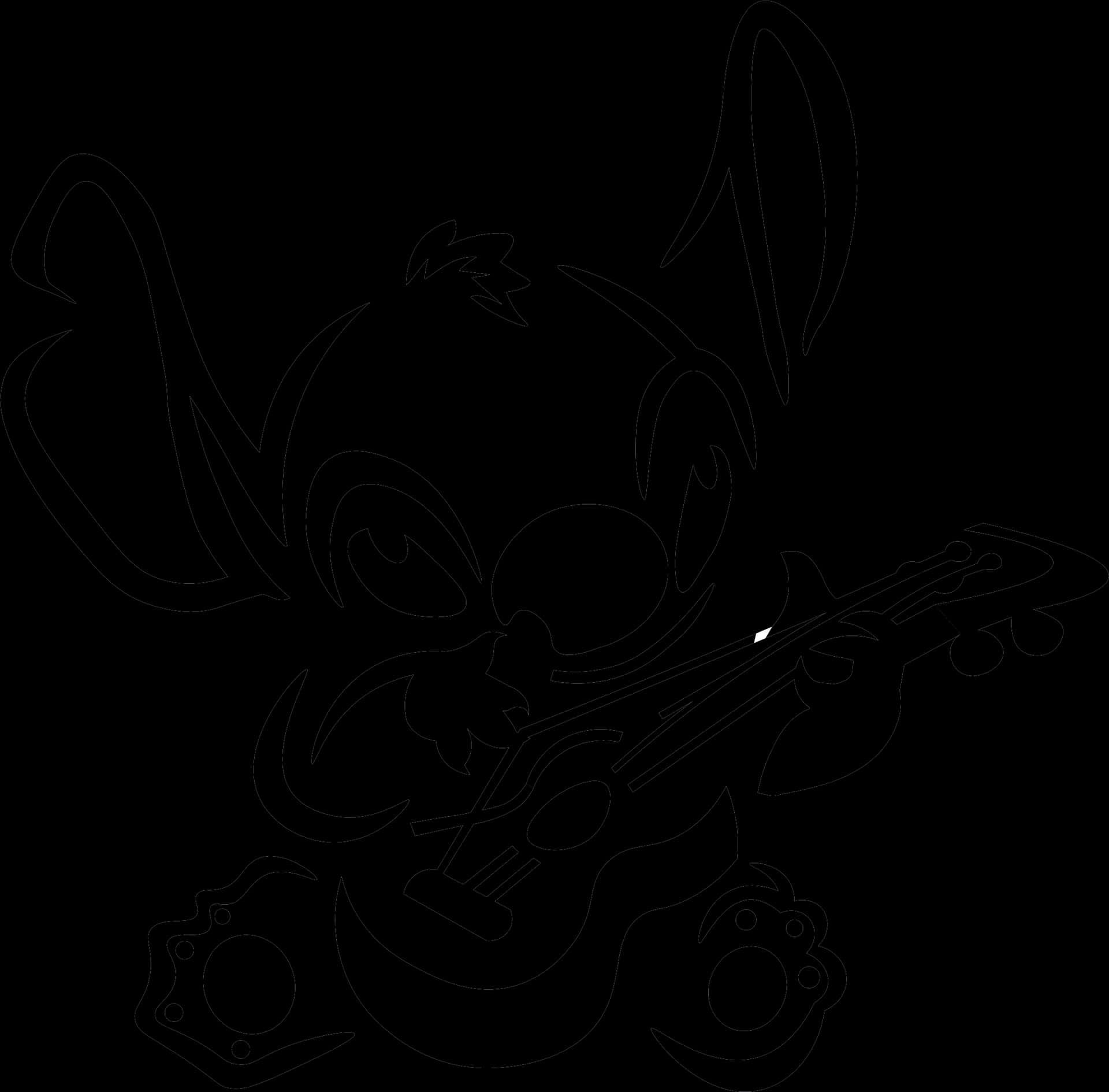 Stitch Playing Guitar Outline PNG Image