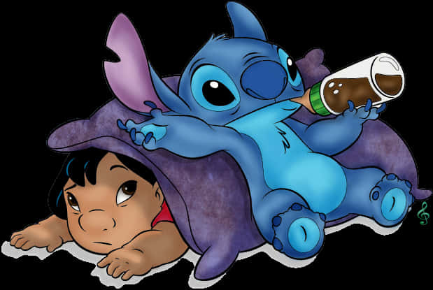 Stitchand Friend Relaxing PNG Image