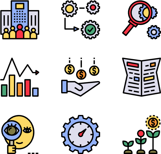 Stock Market Analysis Icons Set PNG Image