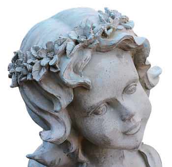 Stone Angel Statue Head PNG Image