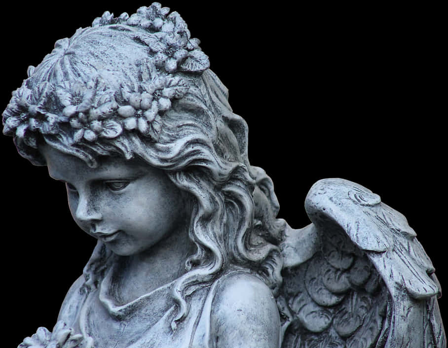 Stone Angel Statue Profile PNG Image