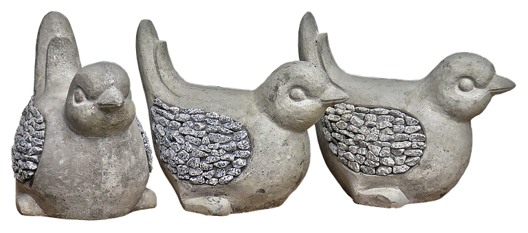 Stone Bird Sculptures Decor PNG Image