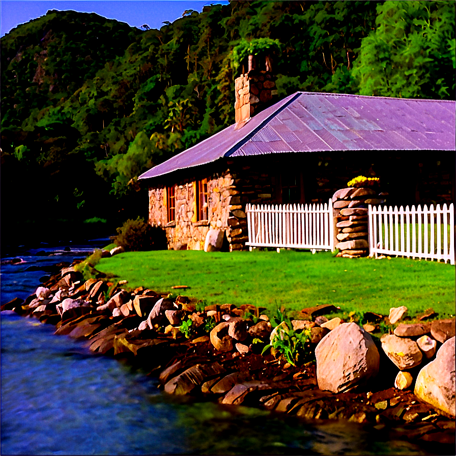 Stone Cottage By The River Png Ixq PNG Image