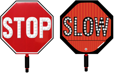 Stop_and_ Slow_ Signs_ Day_ View PNG Image