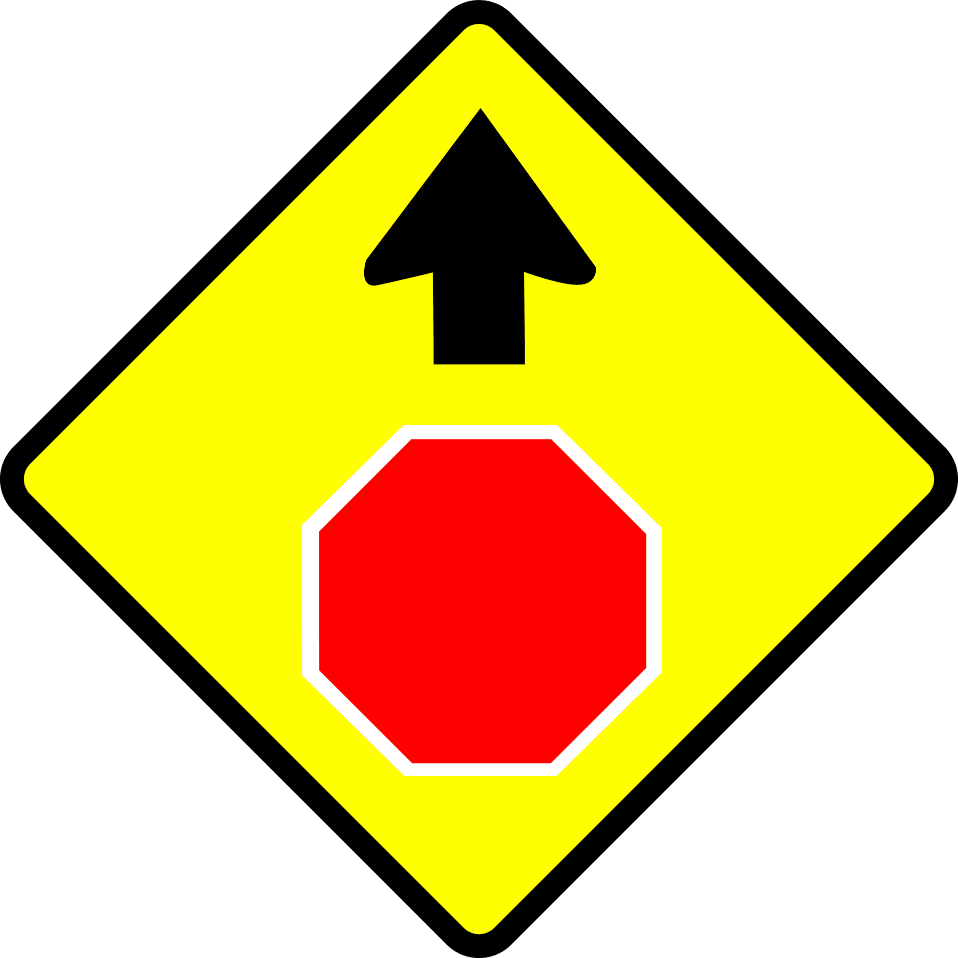 Stop Sign Ahead Warning Symbol PNG Image