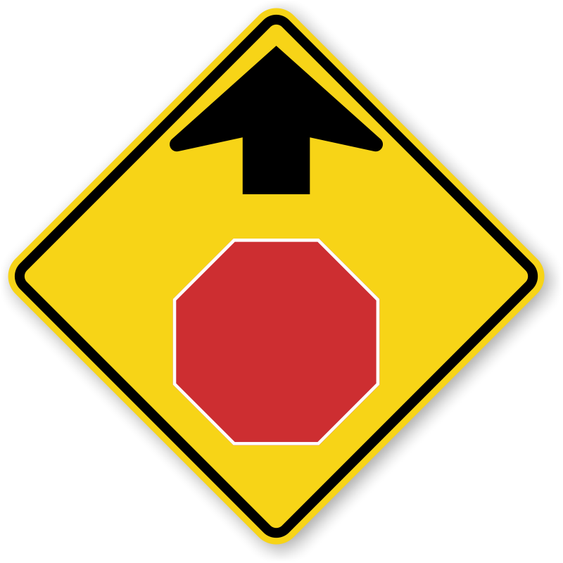 Stop Sign Ahead Warning Symbol PNG Image