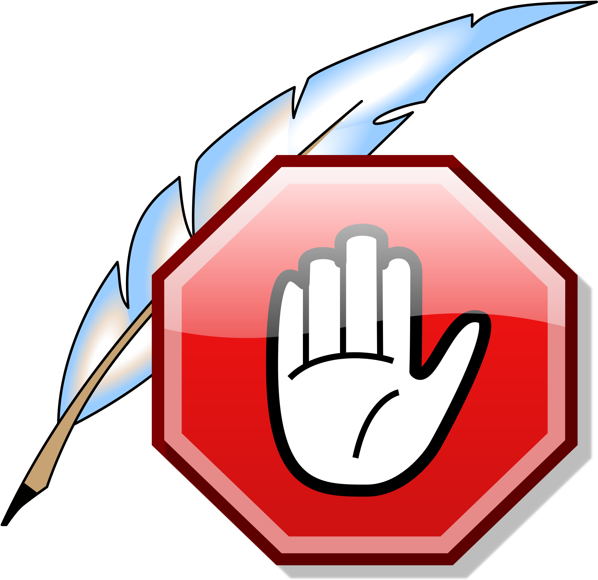 Stop Signwith Feather Illustration PNG Image