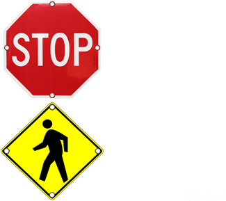 Stopand Pedestrian Crossing Signs PNG Image