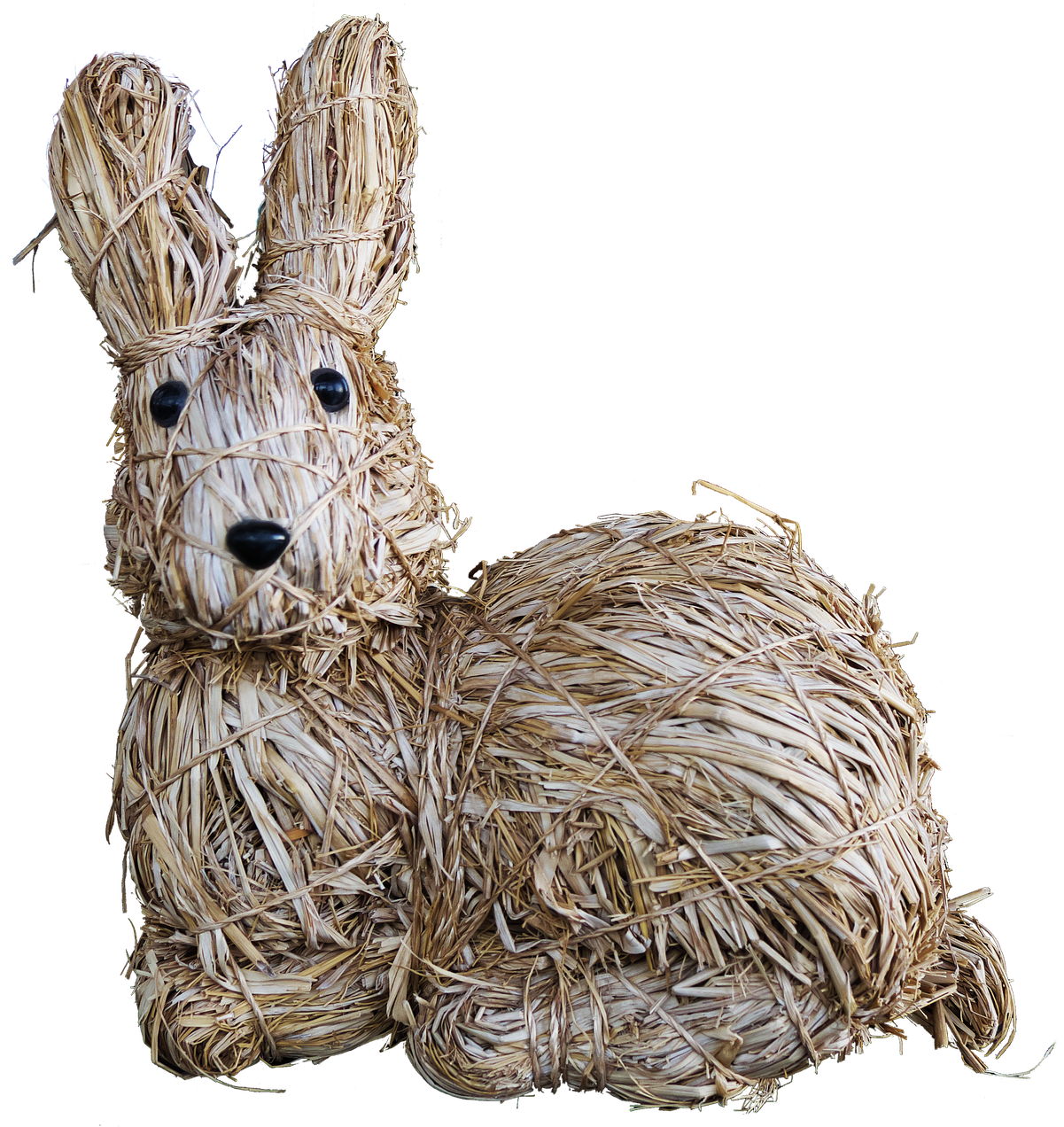 Straw Bunny Sculpture PNG Image