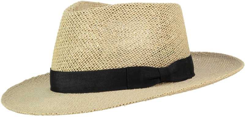 Straw Fedora Hat Gangsta Style PNG Image