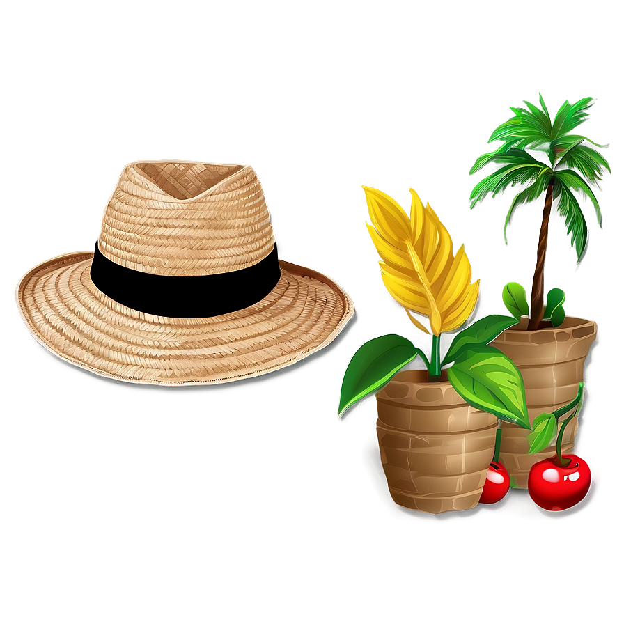 Straw Hat For Sun Protection Png Baw PNG Image