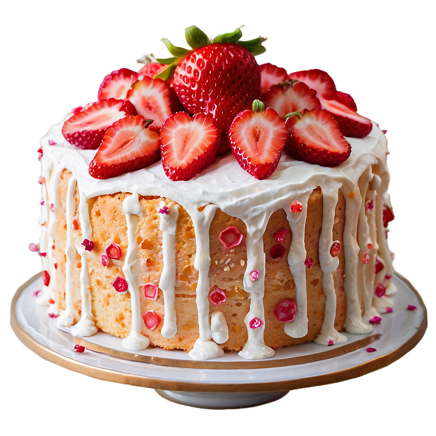 Strawberry Angel Food Cake Png Dye PNG Image