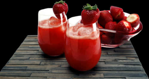 Strawberry Drinksand Fresh Fruit PNG Image