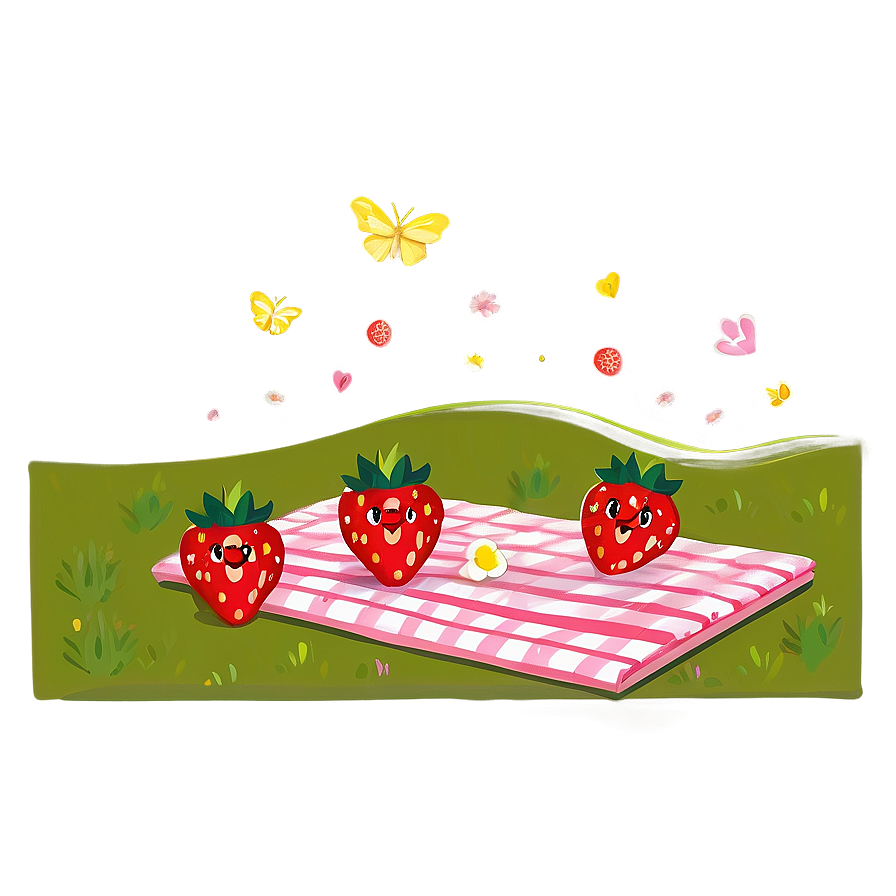 Strawberry Picnic Cute Png Oql PNG Image