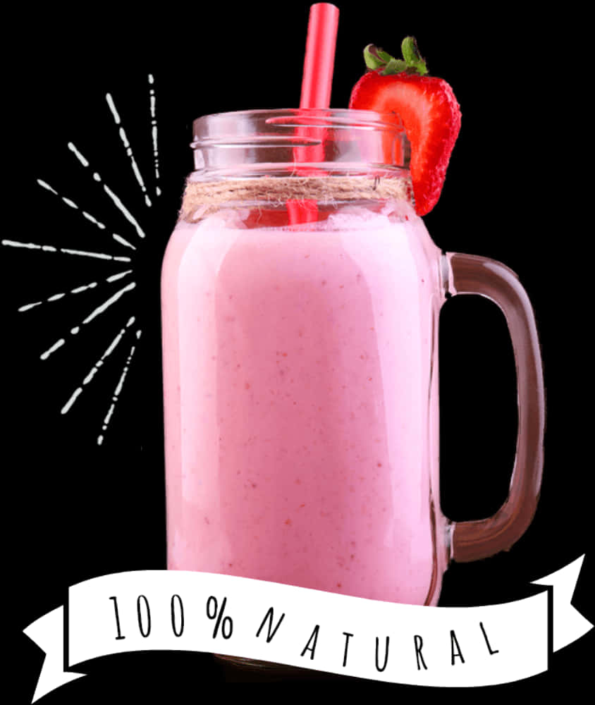 Strawberry Smoothie Natural Advertisement PNG Image