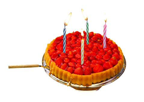 Strawberry Tart Birthday Celebration PNG Image