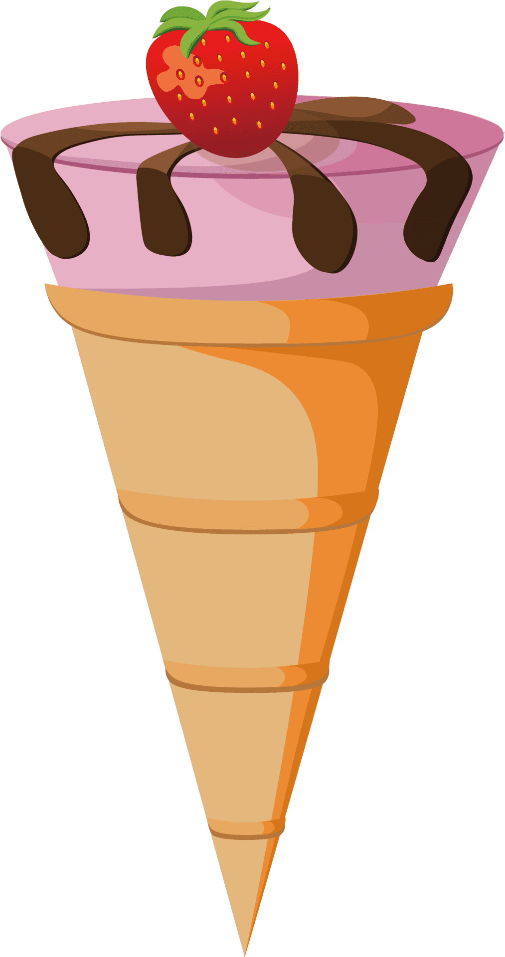 Strawberry Topped Ice Cream Cone Illustration PNG Image