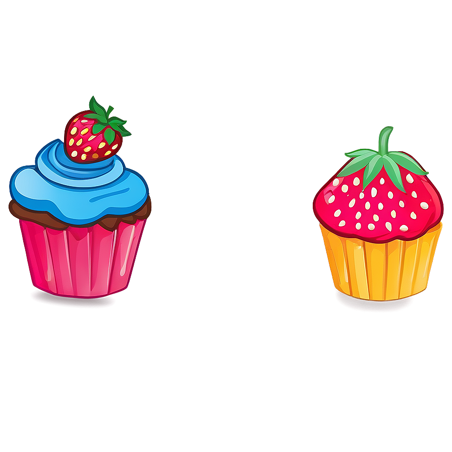 Strawberry With Cupcake Cute Png 48 PNG Image