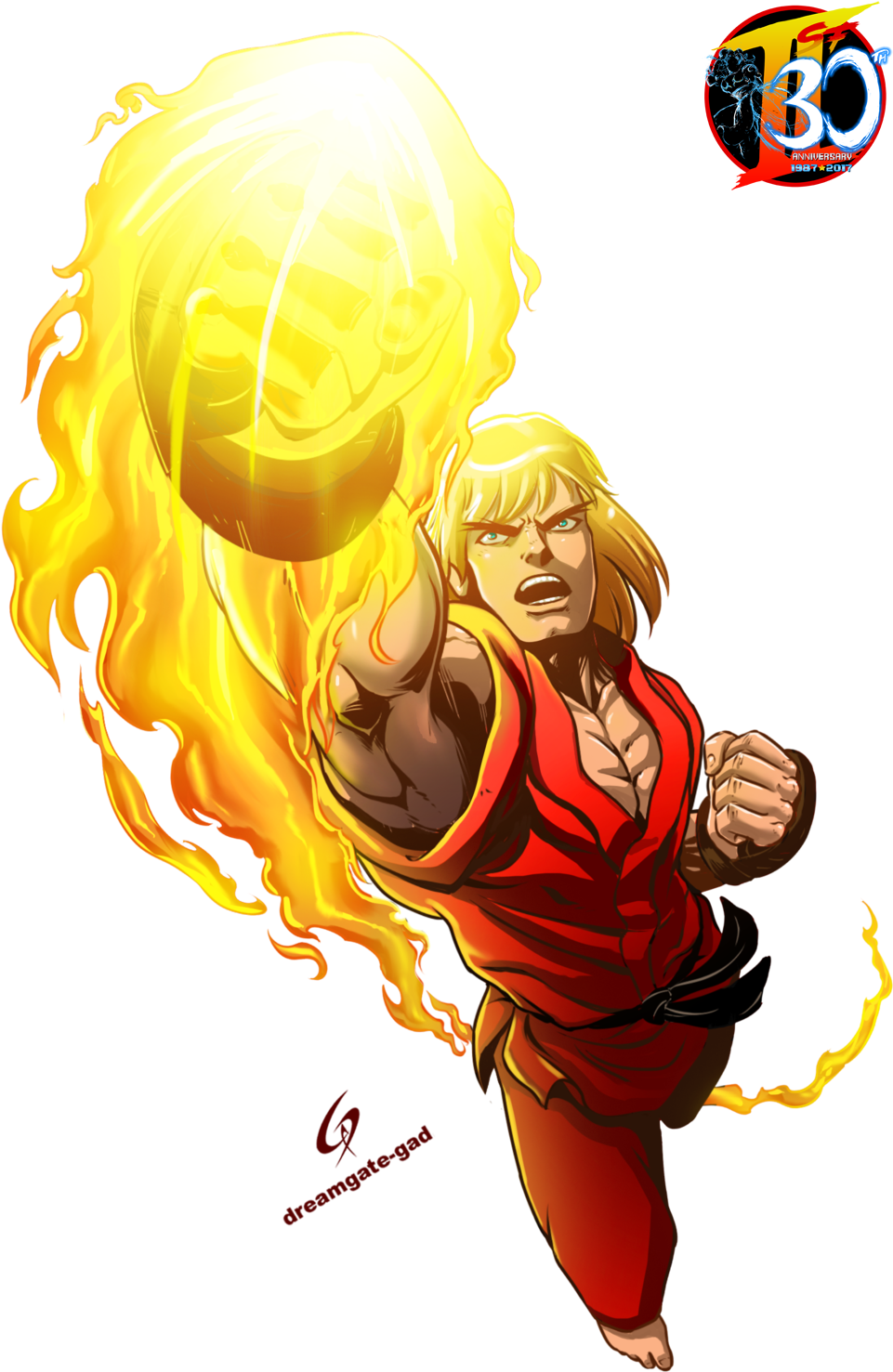 Street Fighter Ken Masters Hadouken PNG Image