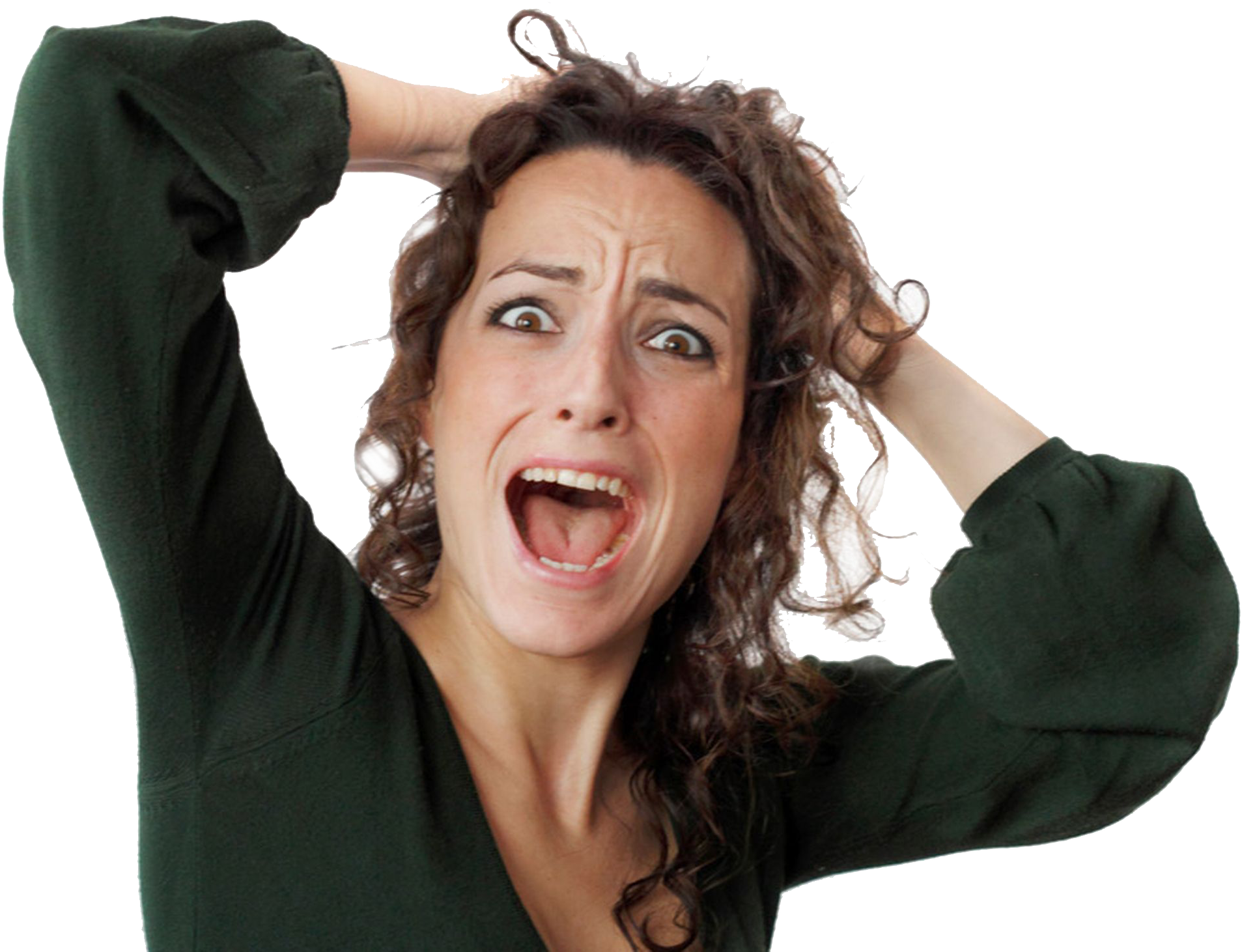 Stressed Woman Pulling Hair PNG Image