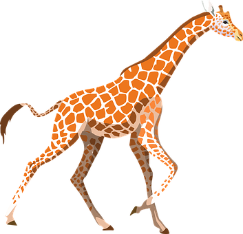 Striding Giraffe Vector Illustration PNG Image