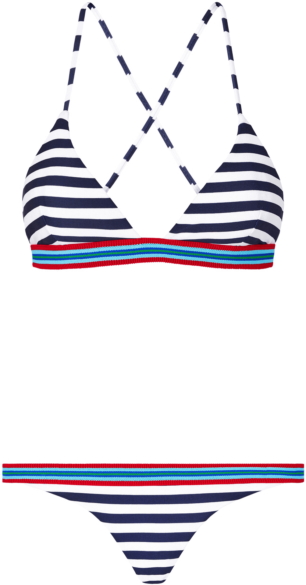 Striped Bikini Set Nautical Design PNG Image