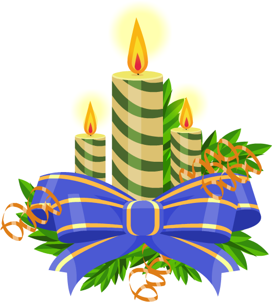 Striped Birthday Candleswith Bow PNG Image